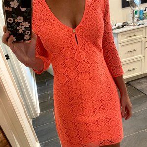 Lilly Pulitzer Lamora Lace Dress, Coral Pastel